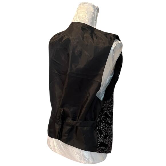 Vintage Black Bedazzled Velvet Vest Womens Sz 12 Open Front Witchy Whimsigoth - Picture 4 of 16